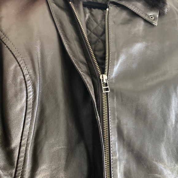 DANIER BROWN LEATHER JACKET W FUR - Picture 4 of 9